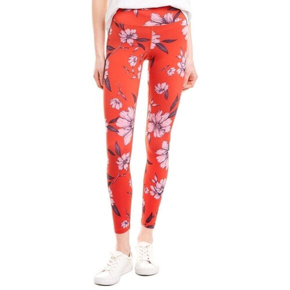 Spiritual Gangster Perfect High Rise Waist Floral Leggings Red Pink Gym Size M - Picture 3 of 9